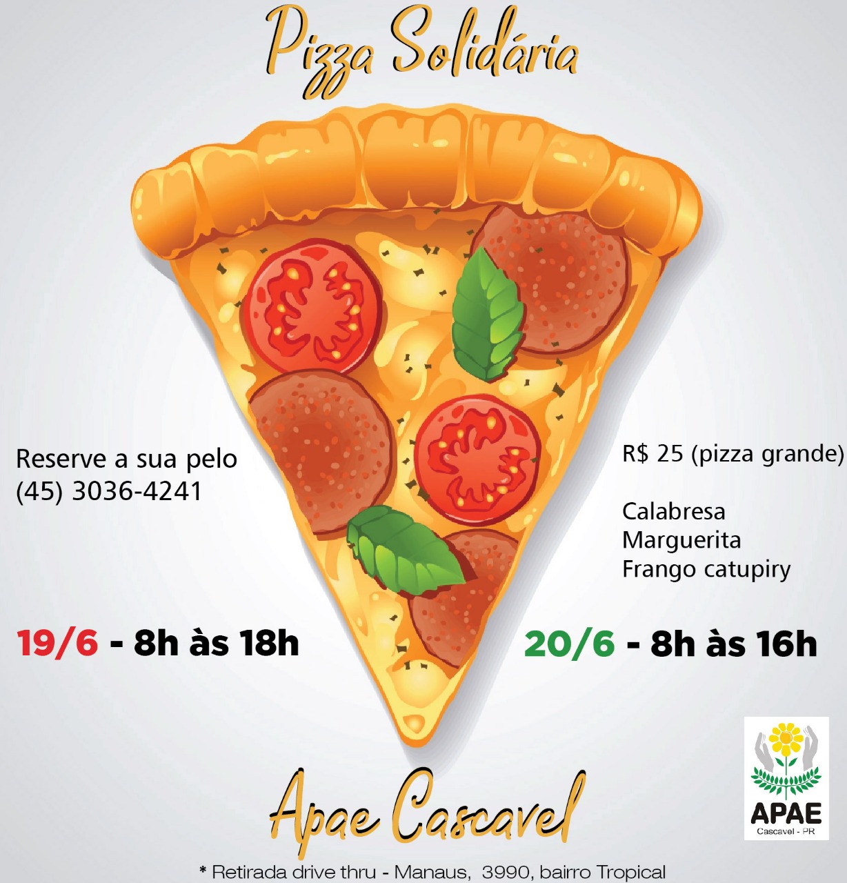 Pizza solidária APAE Cascavel