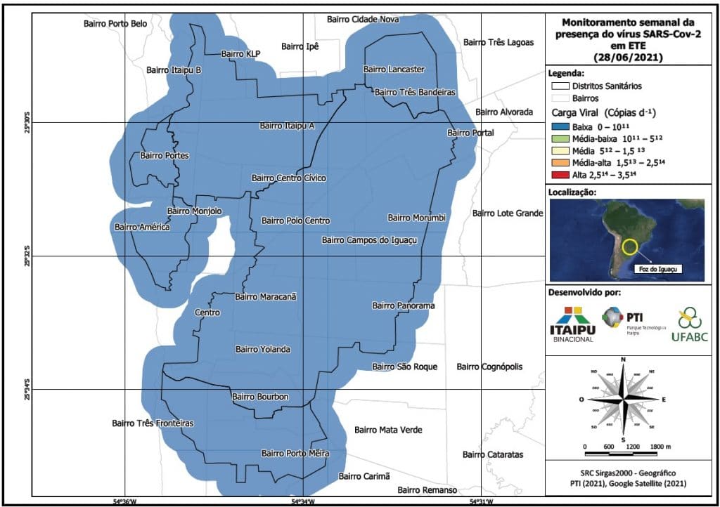 Em Foz do Iguaçu, pesquisa monitora esgoto para detecção precoce do novo coronavírus 3 mapa