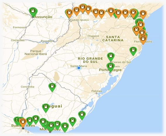 Rota Elétrica Mercosul: integração entre os países a bordo de veículos elétricos 4 MAPA 2 Panorama atual e a possivel interligacao de estacoes de recarga entre rapidas semirrapidas e lentas de veiculos eletricos