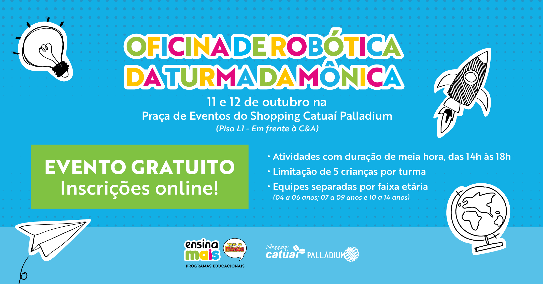 PAUTA Shopping Catuai Palladium promove oficinas de robotica para o Dia das Criancas Horizontal