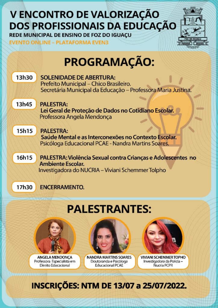 Profissionais da educação participam de encontros de valorização e formação continuada em Foz 1 programacao 1