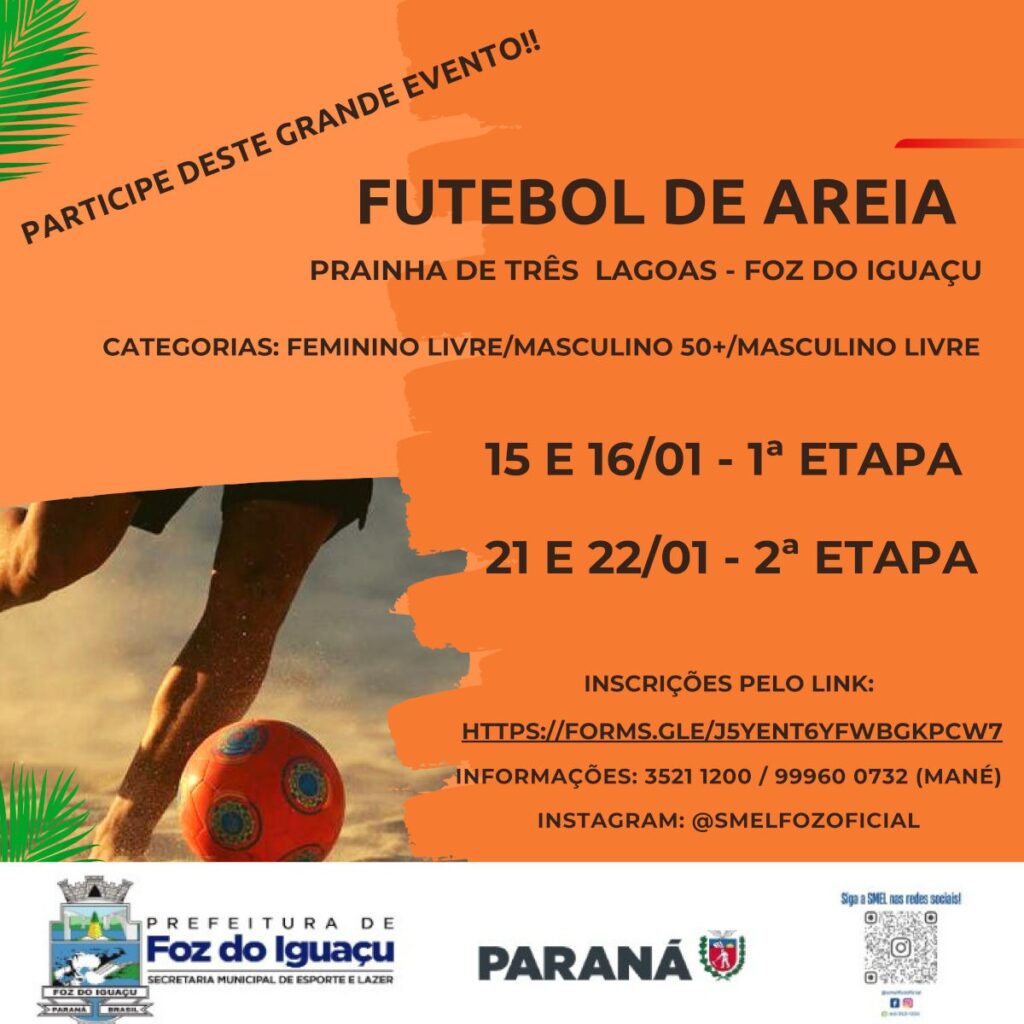Prainha de Três Lagoas em Foz terá eventos esportivos gratuitos aos finais de semana 2 evento