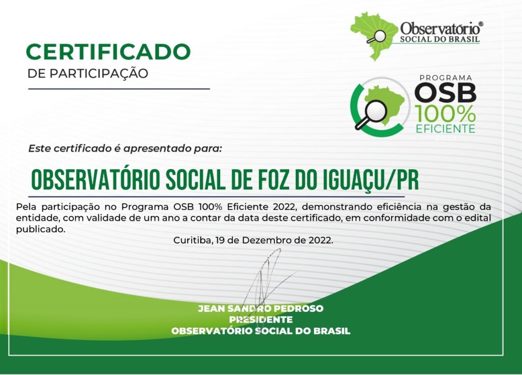 Foz do Iguaçu tem o 7.º Observatório Social mais eficiente do país 1 observatorio foz