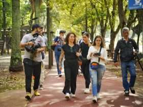 Equipe no set de filmagem na Avenida Parana Foto Marcos Labanca