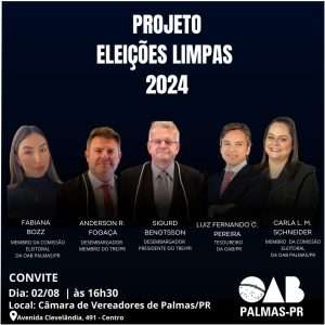 Presidente do TRE-PR participa do "Eleições Limpas 2024" em Palmas-PR