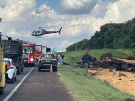 Motorista de caminhão gravemente ferido em acidente na BR-277 em Céu Azul