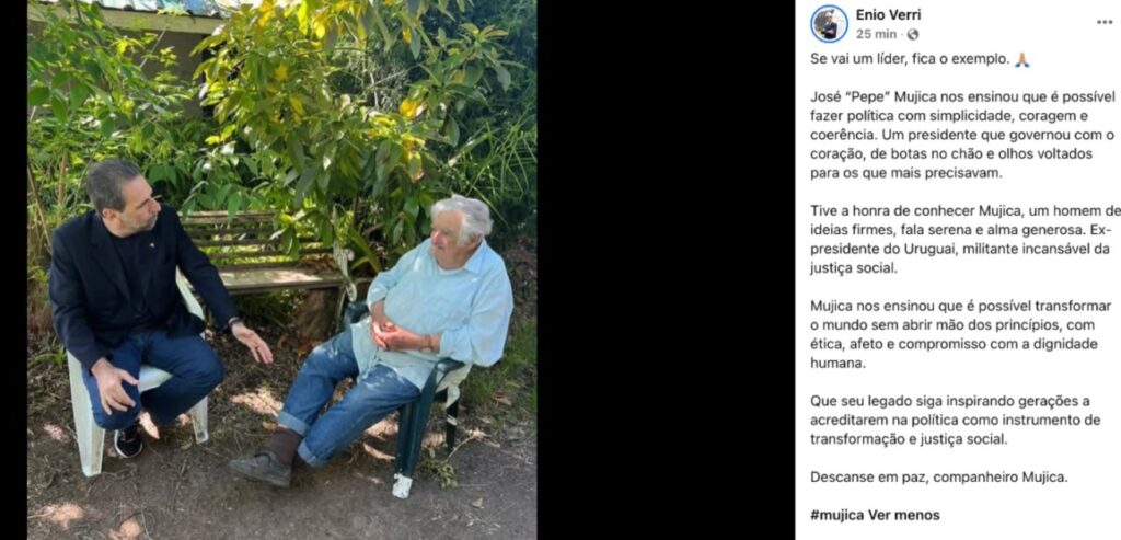 Morre Pepe Mujica, aos 89 anos, ex-presidente do Uruguai e ícone da esquerda latino-americana 5 enio e mujica
