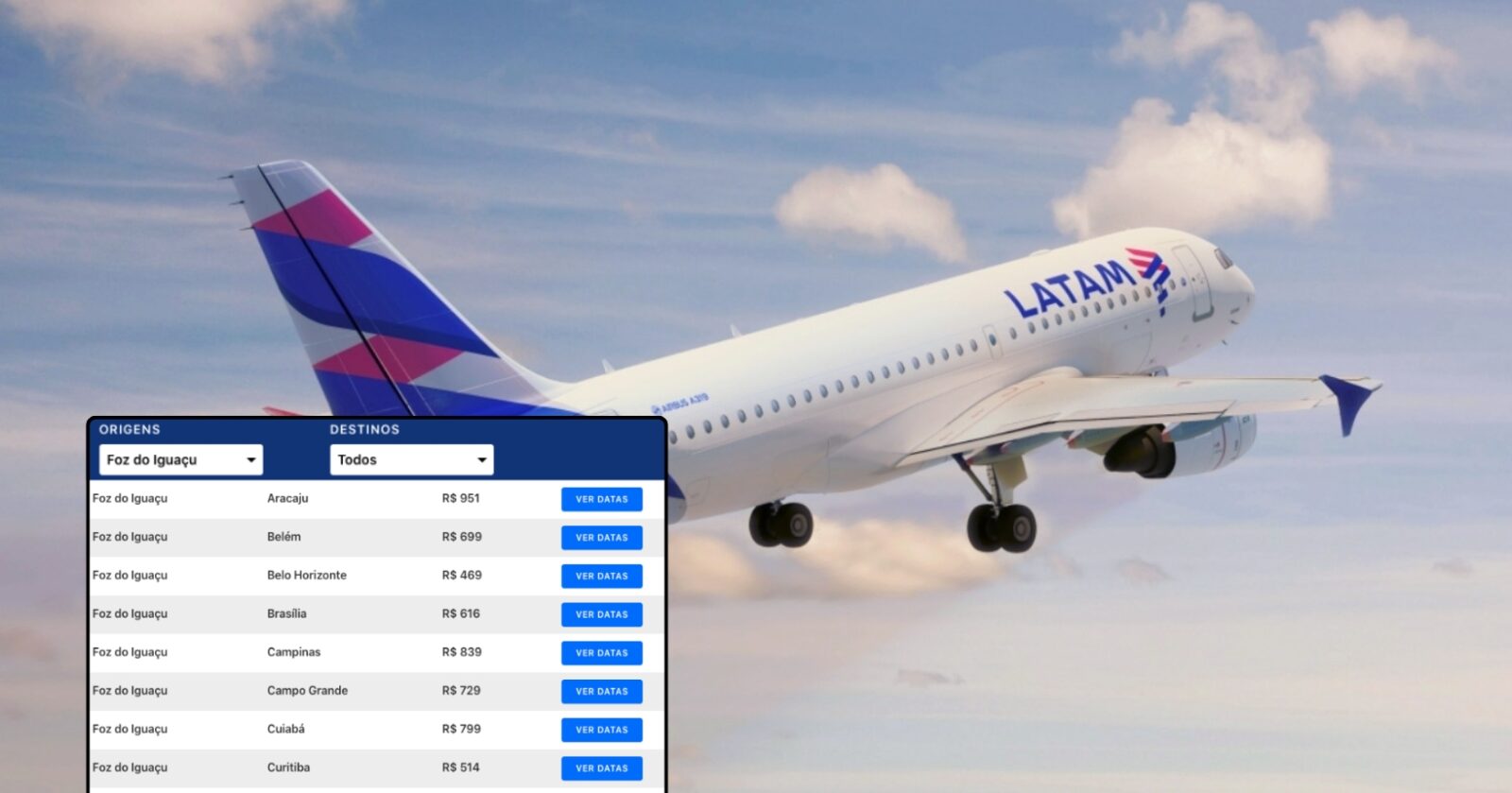 passagens aereas mega promo latam foz do iguacu