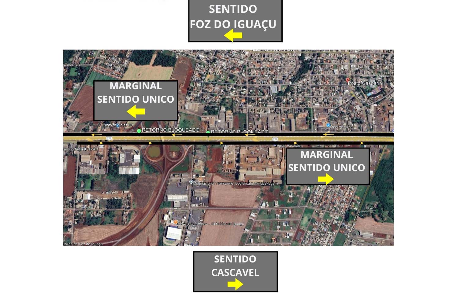 URGENTE: Vias marginais da BR-277 têm alteração de tráfego na área urbana de Foz do Iguaçu 1 perimetral leste 1