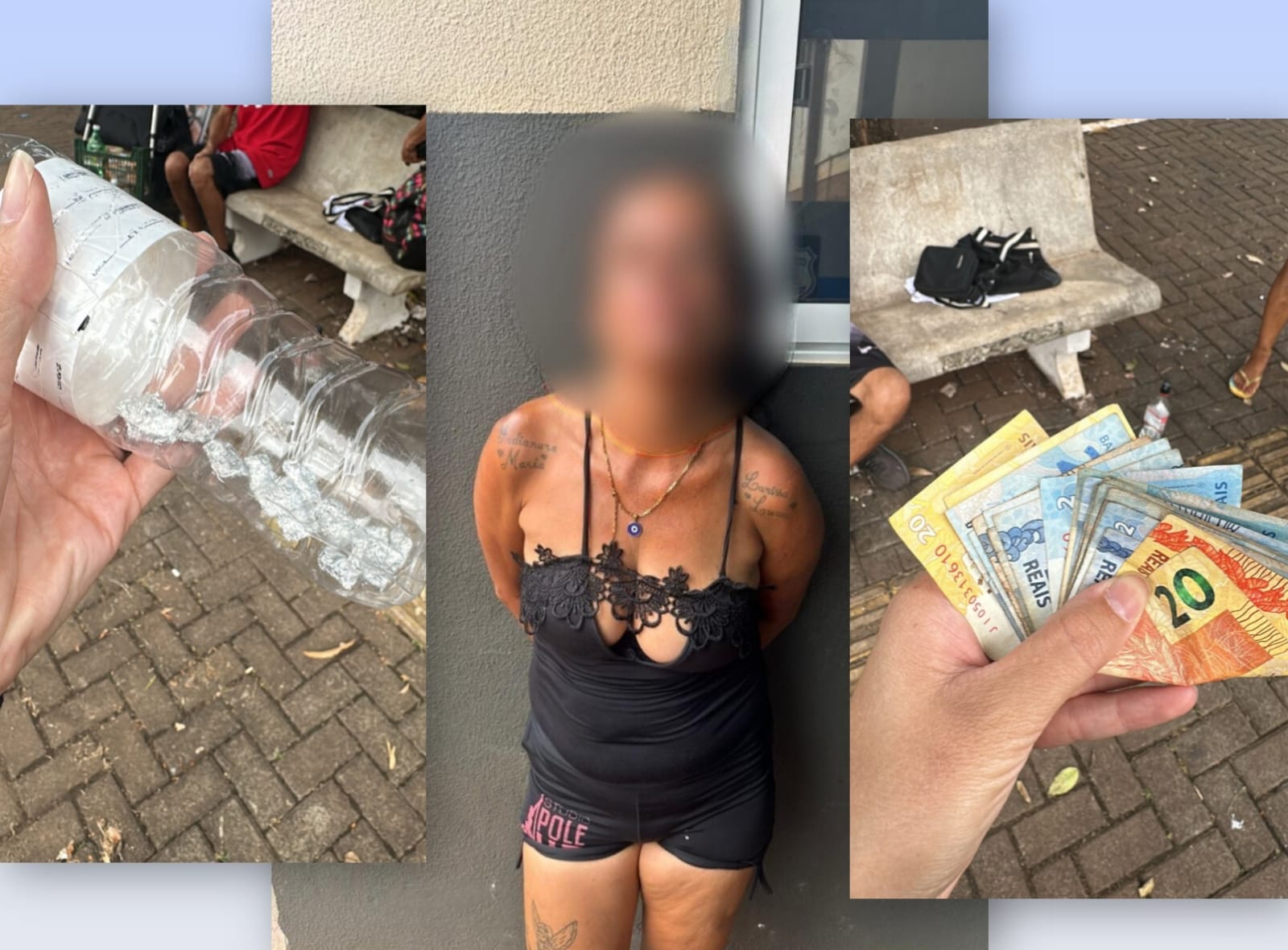 ‘Tia do Crack’ cai com 14 pedras escondidas em garrafa pet e dinheiro na Praça da Bíblia, em Foz do Iguaçu 1 tia do crack