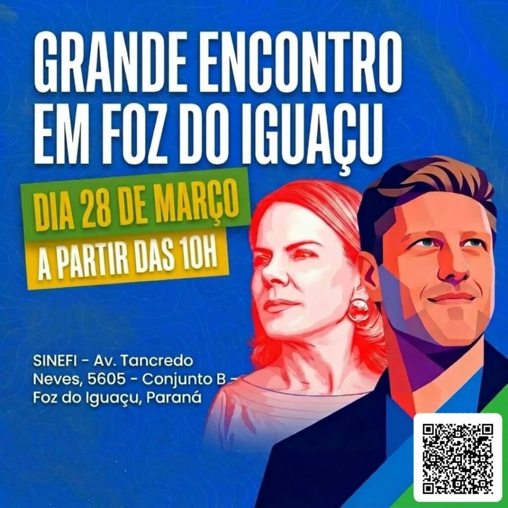 Ministra Gleisi, deputado Requião Filho e Ênio Verri no encontro regional de lideranças em Foz neste sábado, 28 2 gleisi requiao filho