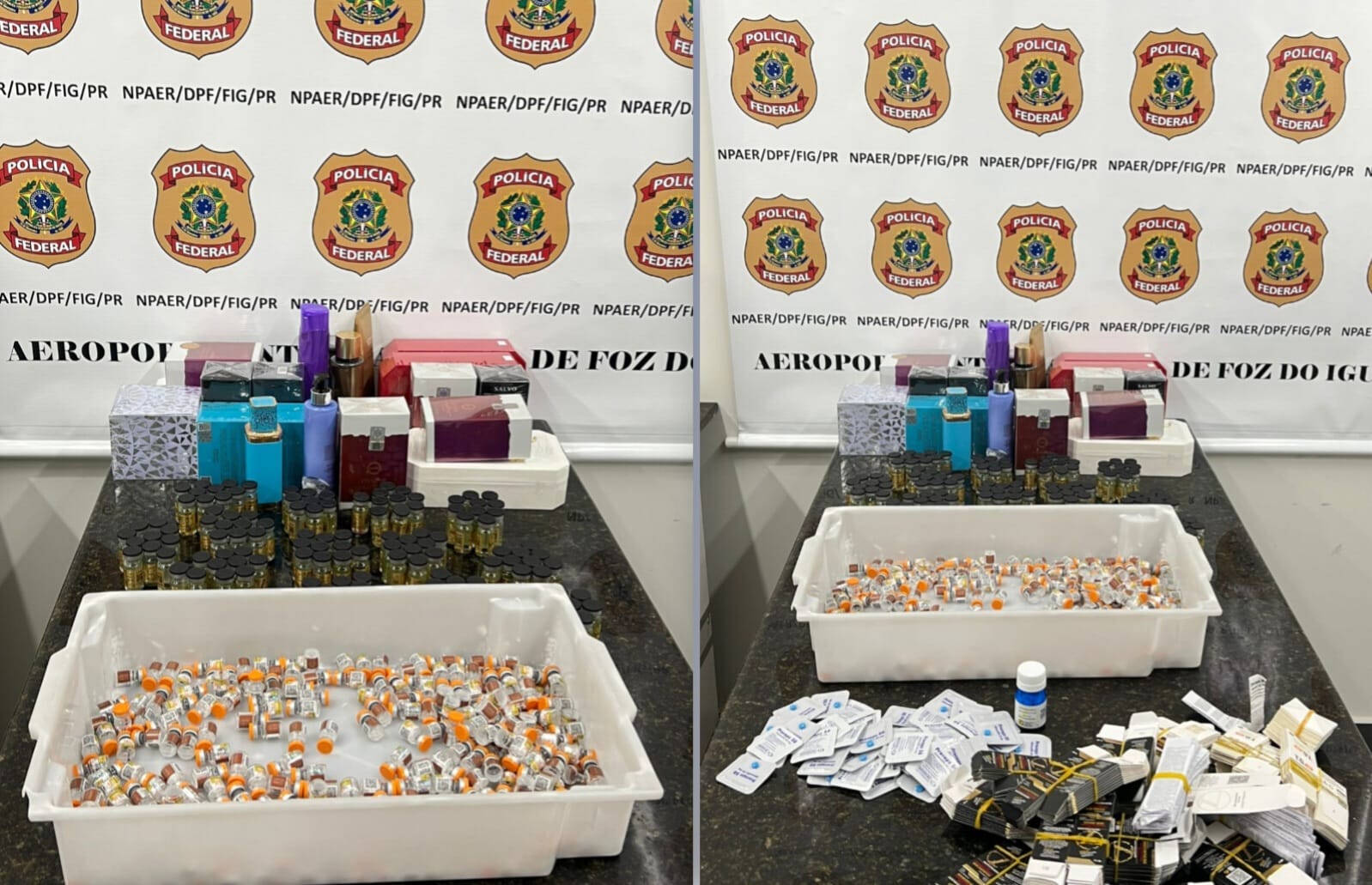 Homem é preso no Aeroporto de Foz do Iguaçu com 430 ampolas de remédios para emagrecer do Paraguai 1 remedios