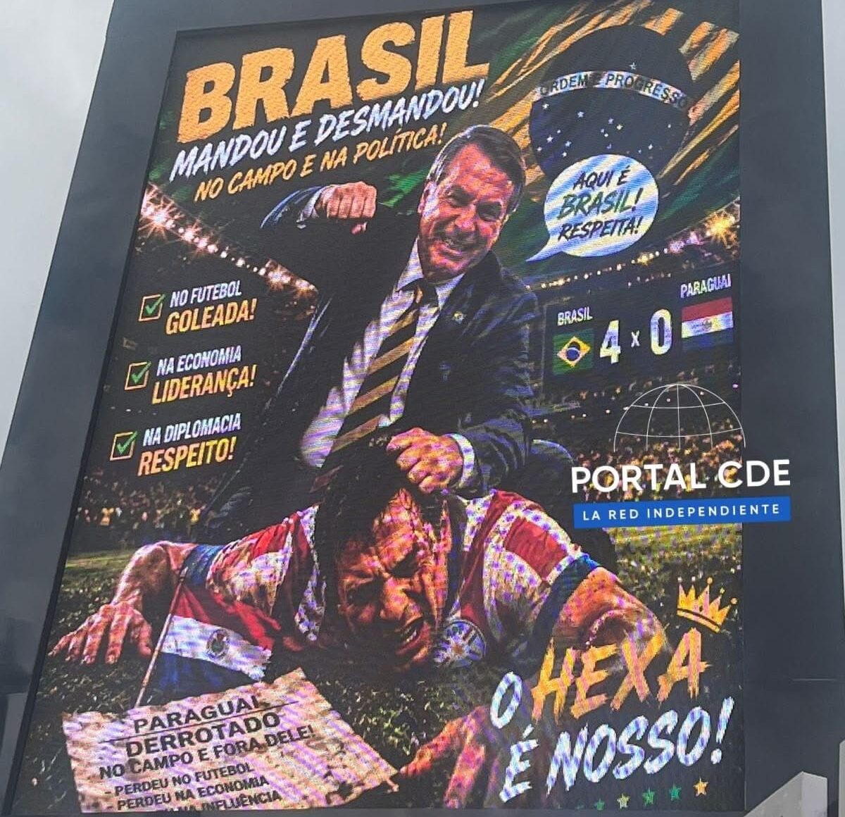 VÍDEO: Outdoor com imagem de Bolsonaro é vandalizado durante manifestação em Ciudad del Este 1 WhatsApp Image 2026 05 29 at 11.02.02 e1780065616709