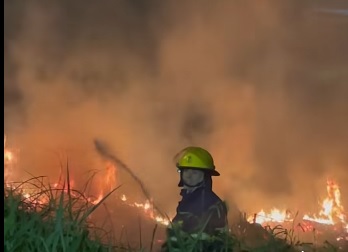 Incêndio atinge área da Costanera de Puerto Iguazú e mobiliza bombeiros 1 AA 2