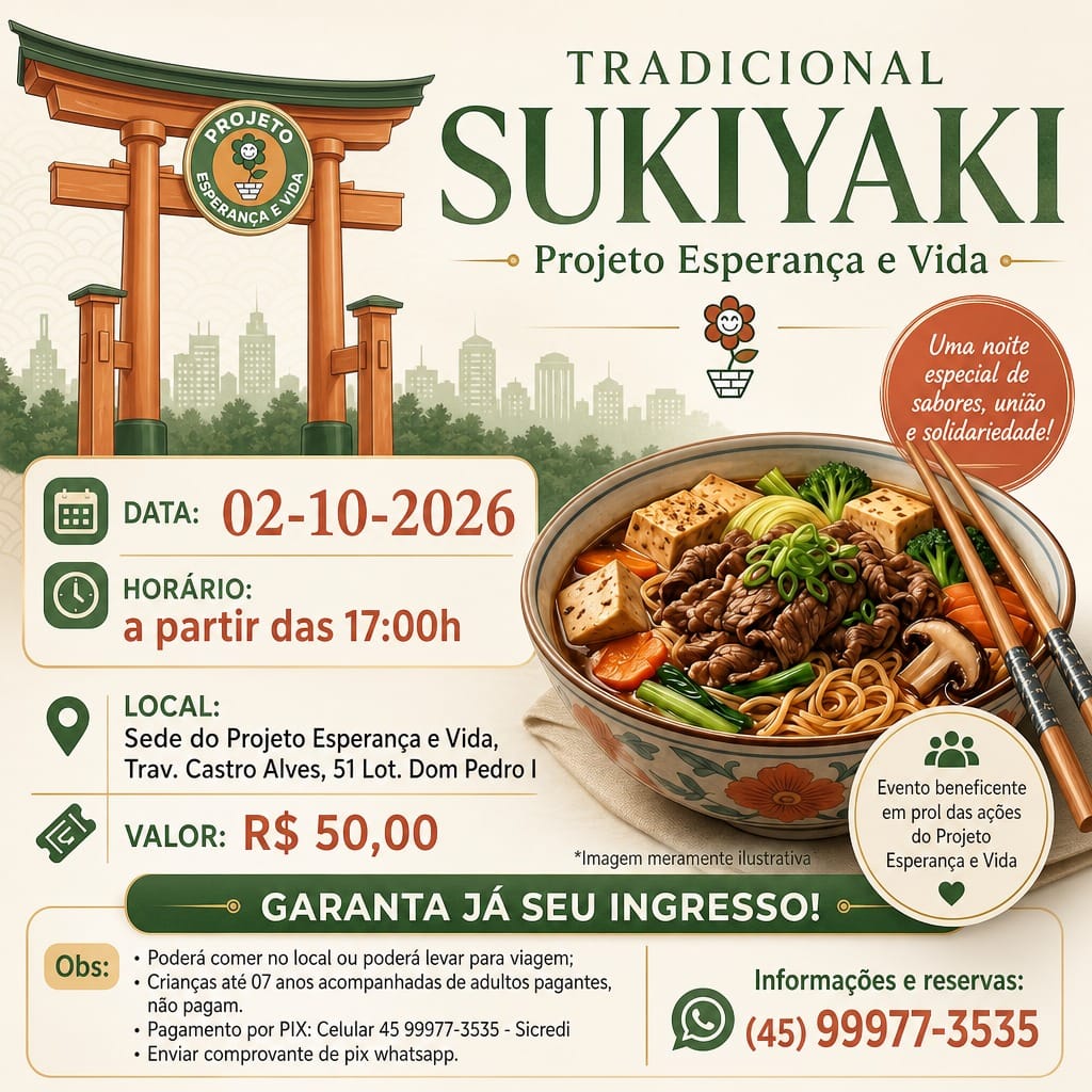Sukiyaki Solidário arrecada recursos para o Projeto Esperança e Vida em Foz 2 WhatsApp Image 2026 10 02 at 09.10.22