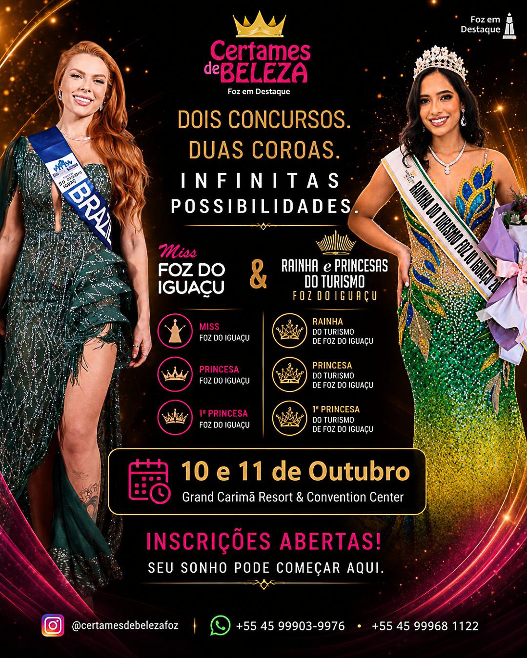 Certames de Beleza celebra trajetória no turismo e define finalistas do Miss Foz e Rainha do Turismo 2026/27 1 cartaz miss