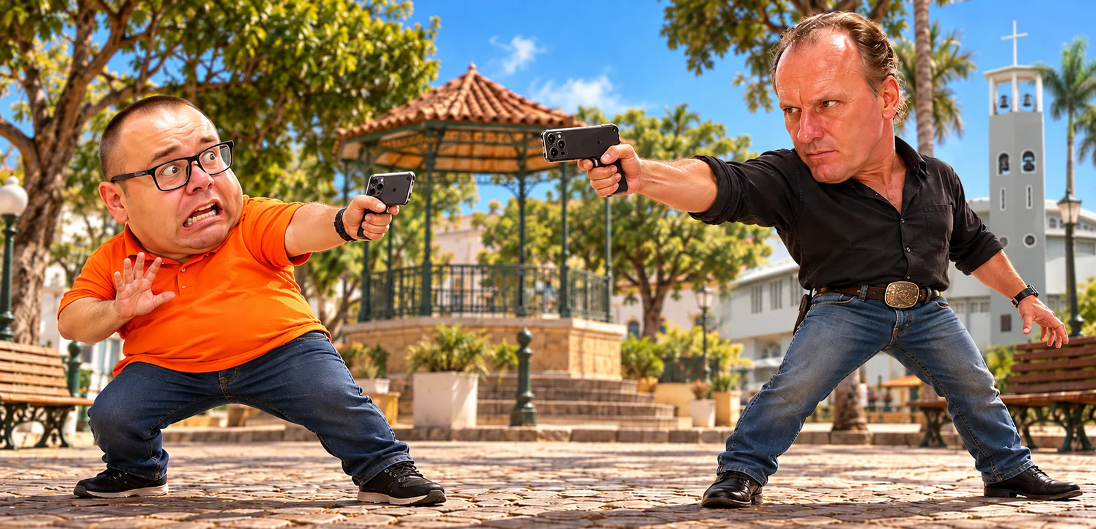 Velho Oeste: repórter e vereador protagonizam “duelo de celular” em praça de Marechal Cândido Rondon 1 duelo de celulares